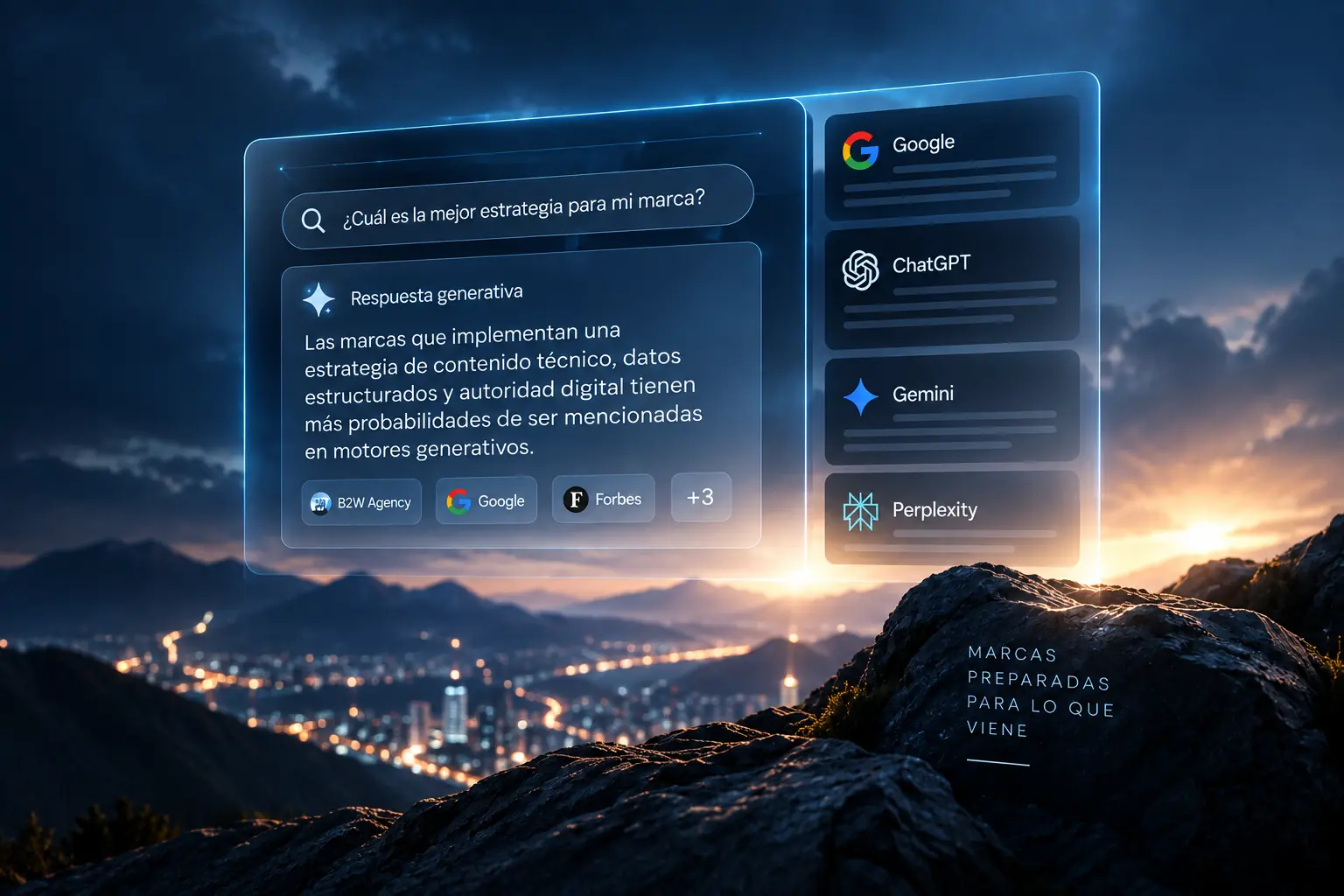 Motores generativos, GEO y Search Intelligence — B2W Agency